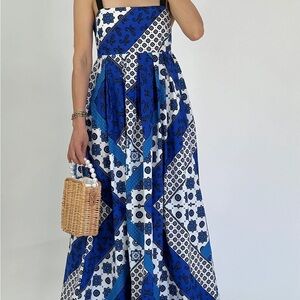 Royal Blue Strapless Sundress for Resort Wear